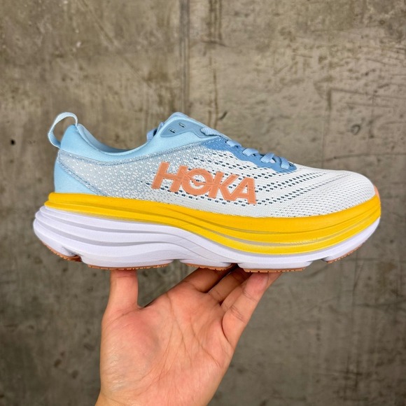 Hoka One One Shoes - HOKA One One Bondi 8 Wide Women's Size 8D Ice Water Yellow Running Shoes NIB